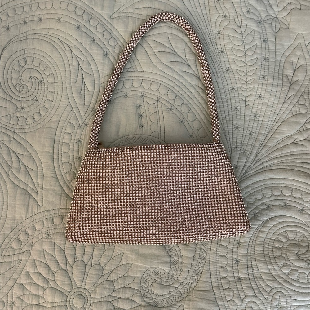 Elegant Gemstone Shoulder Bag in Champagne Gold